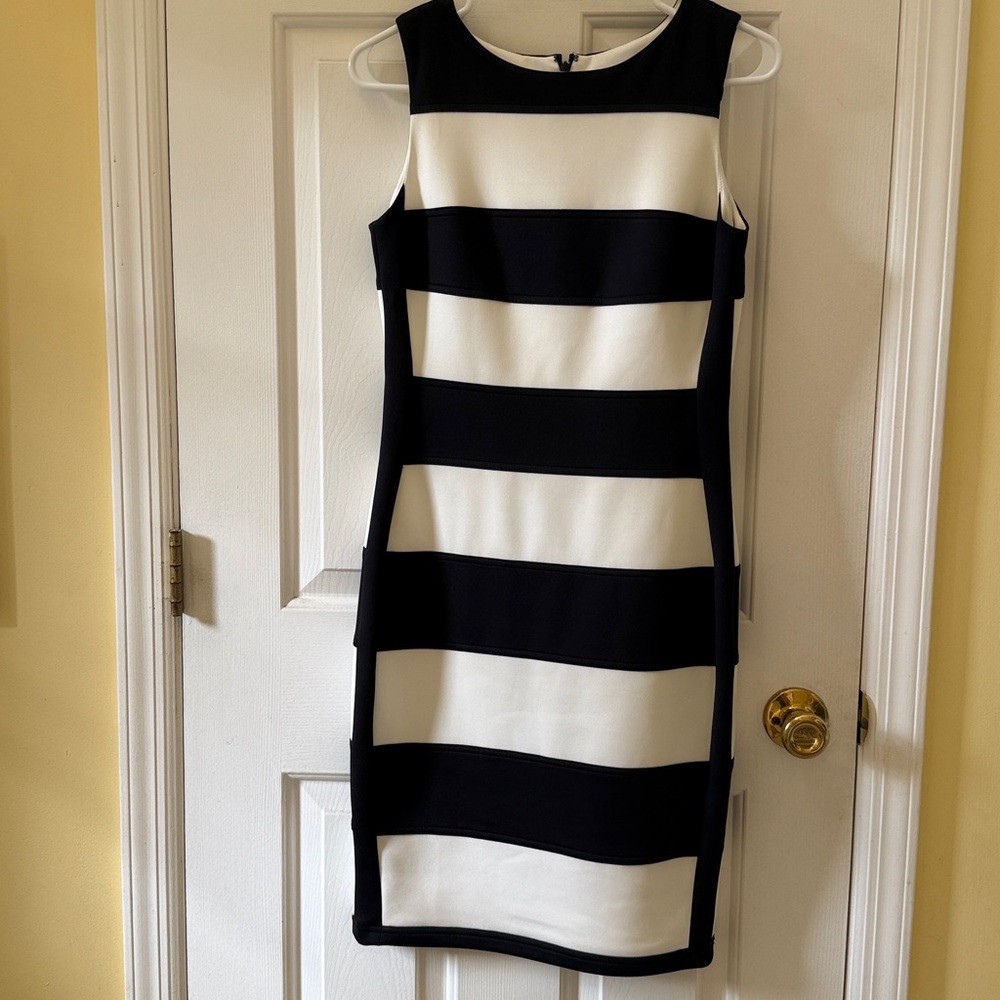 Calvin Klein Black and White Sleeveless Dress